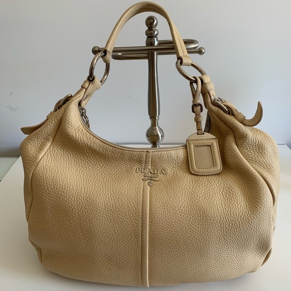 Prada Handbags - Prada Vitello Daino Hobo Bag with silver hardware